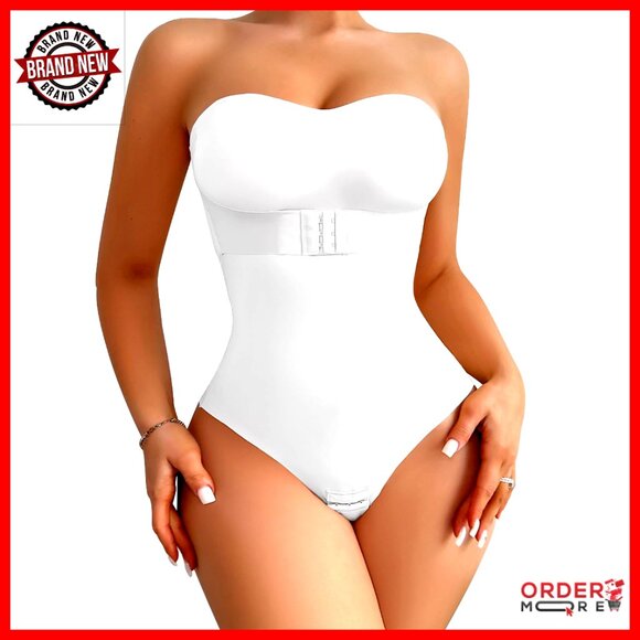 Strapless Shapewear Bodysuit Tummy Control Thong Built-in Bra Light Daily Wear